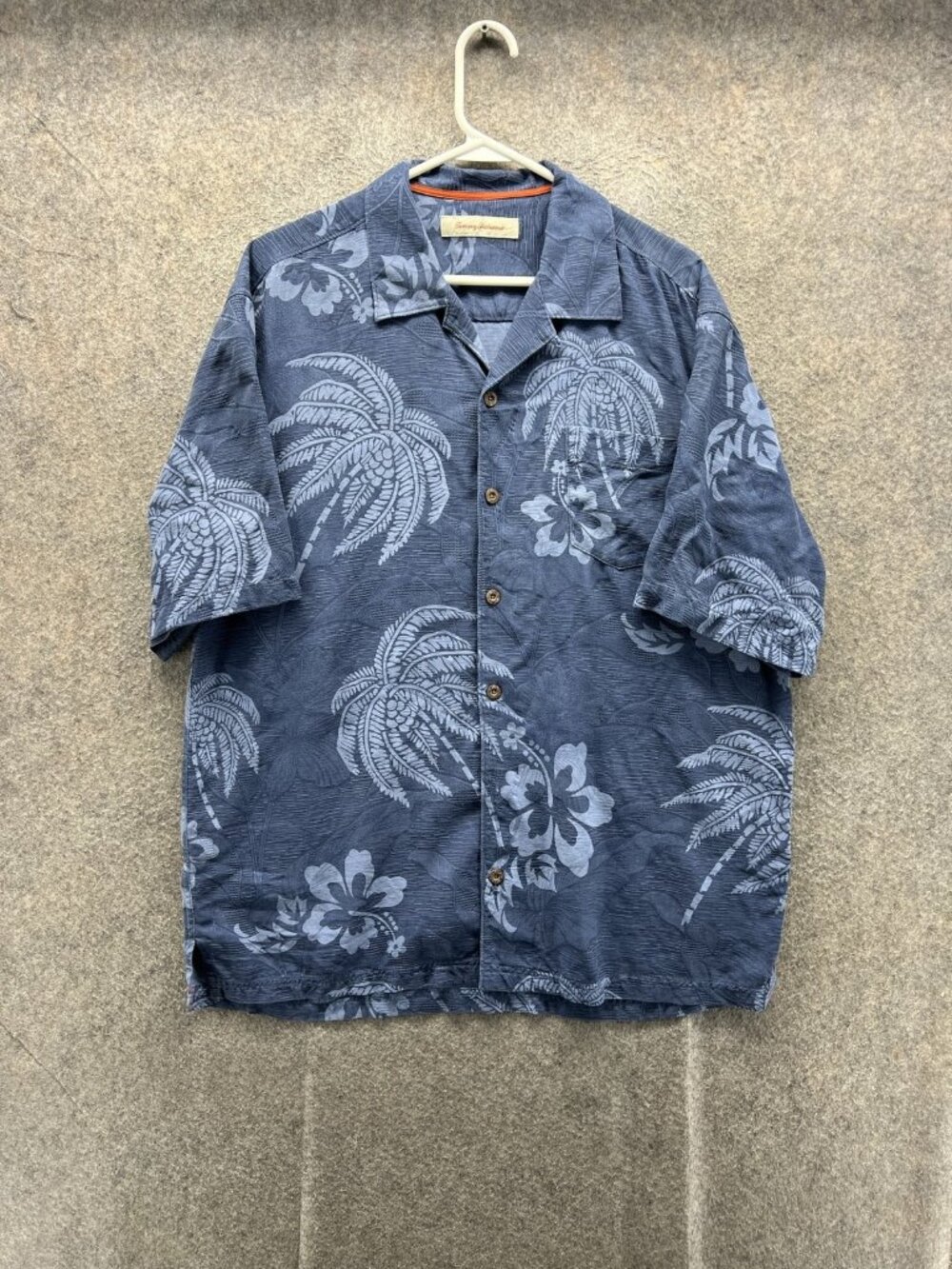 Tommy Bahama Shirt Men 2XL Blue Floral Short Sleeve Button Up Silk Hawaiian